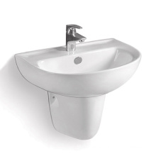 Wall-Hung Ceramic Basin with Half Pedestal